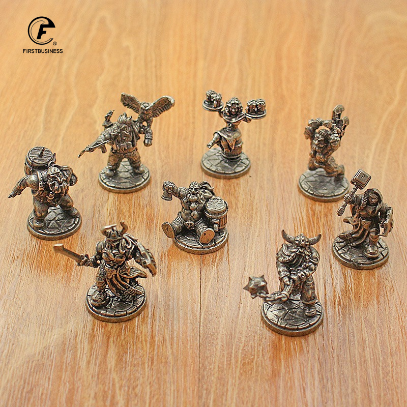 Board Game Vintage - Vintage White Brass Miniature Dwarf Warrior