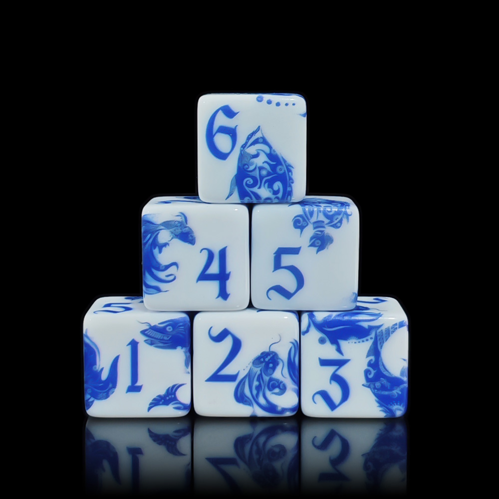 Board Game Rpg - 12Pcs Blue And White Porcelain Koi