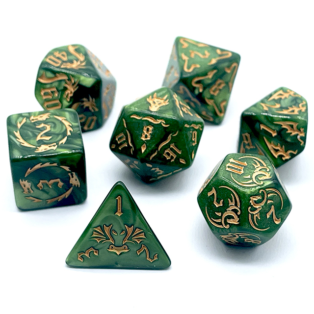 7Pcs Green Swirl Acrylic DND D - đánh giá và giá Board Game Rpg