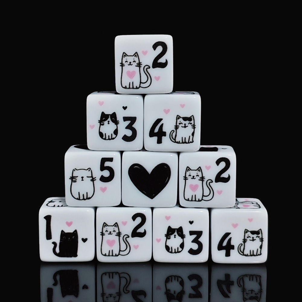 12Pcs/Set 16mm Cute Cat Dice,  - đánh giá và giá Board Game Rpg