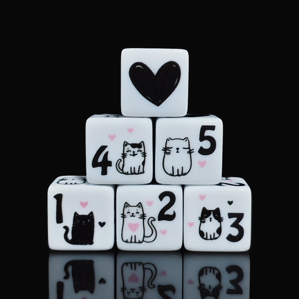 12Pcs/Set 16mm Cute Cat Dice,  - đánh giá và giá Board Game Rpg
